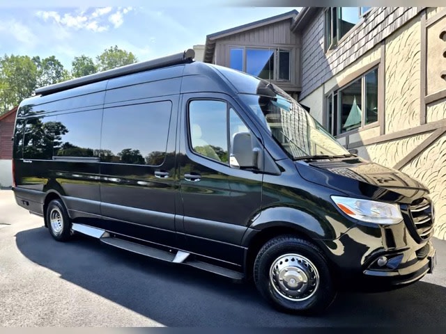 Black Mercedes Sprinter van RV rental