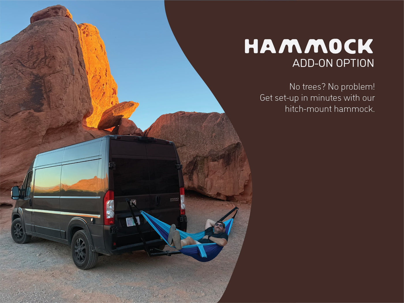 This RV rental offers a hitch-mount hammock for relaxing in a rocky desert, no trees required. Perfect for van life! — photo 10