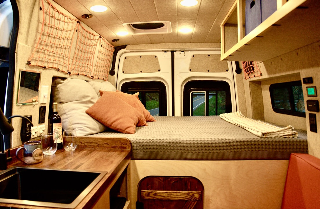 showing a custom interior with a cozy bed