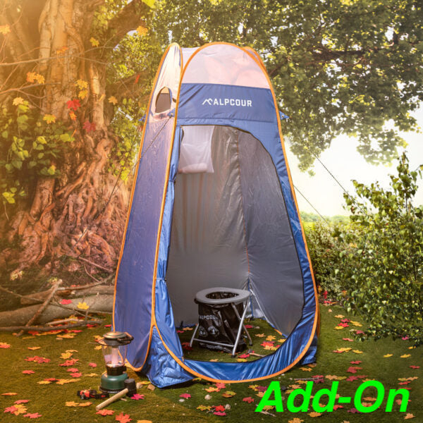 This ALPCOUR portable privacy tent with camping toilet offers comfort for your RV rental adventures. Great for outdoors.