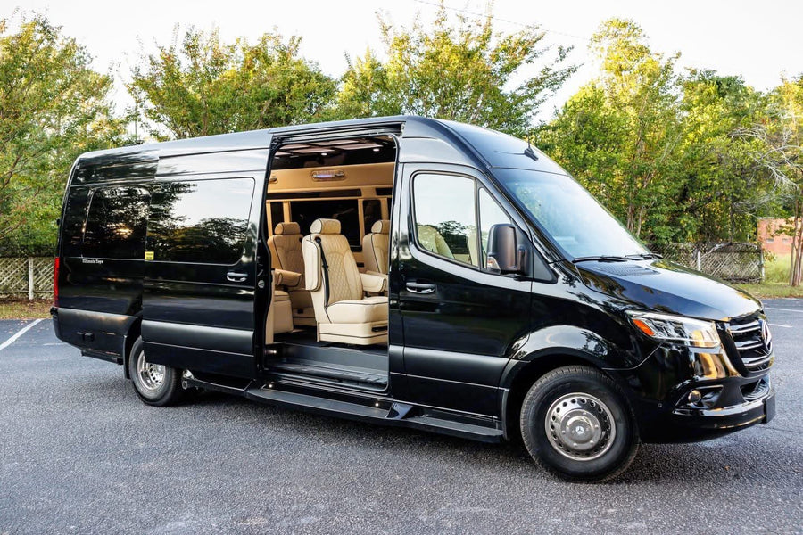 Spacious black luxury van