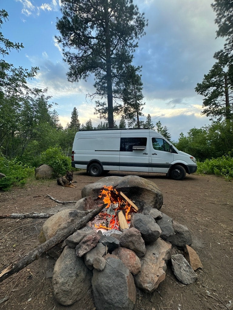 Cozy campsite evening with an RV rental