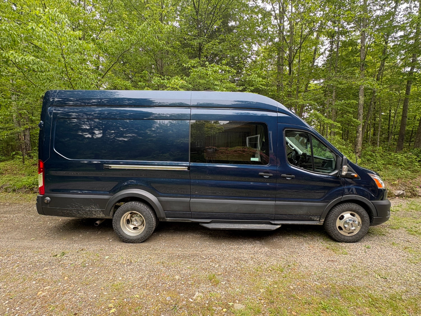 Side view of a dark blue