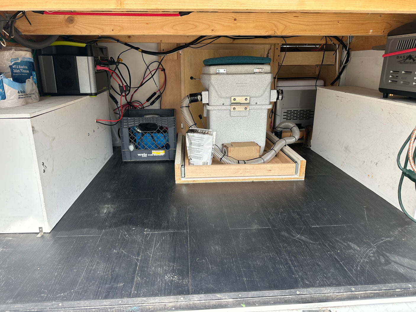 and a comfortable bed area.|Step inside this RV rental! Driver's perspective shows the dashboard