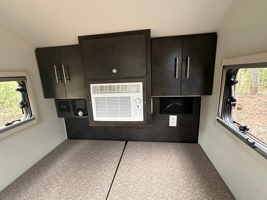 and Camp cooler.|Compact teardrop RV rental