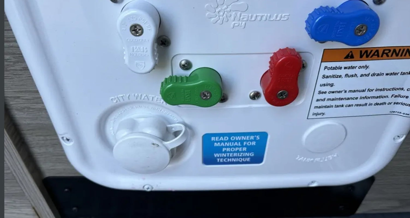 and a digital control panel.|Inside a spacious RV rental: light seats