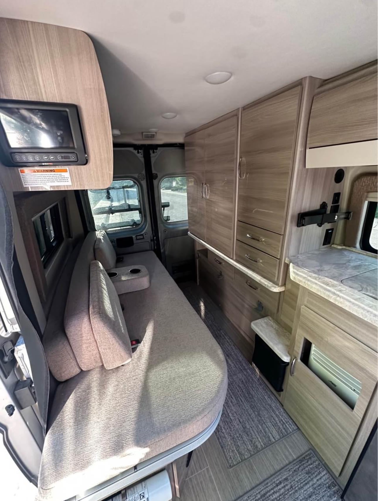 showcasing light leather seats