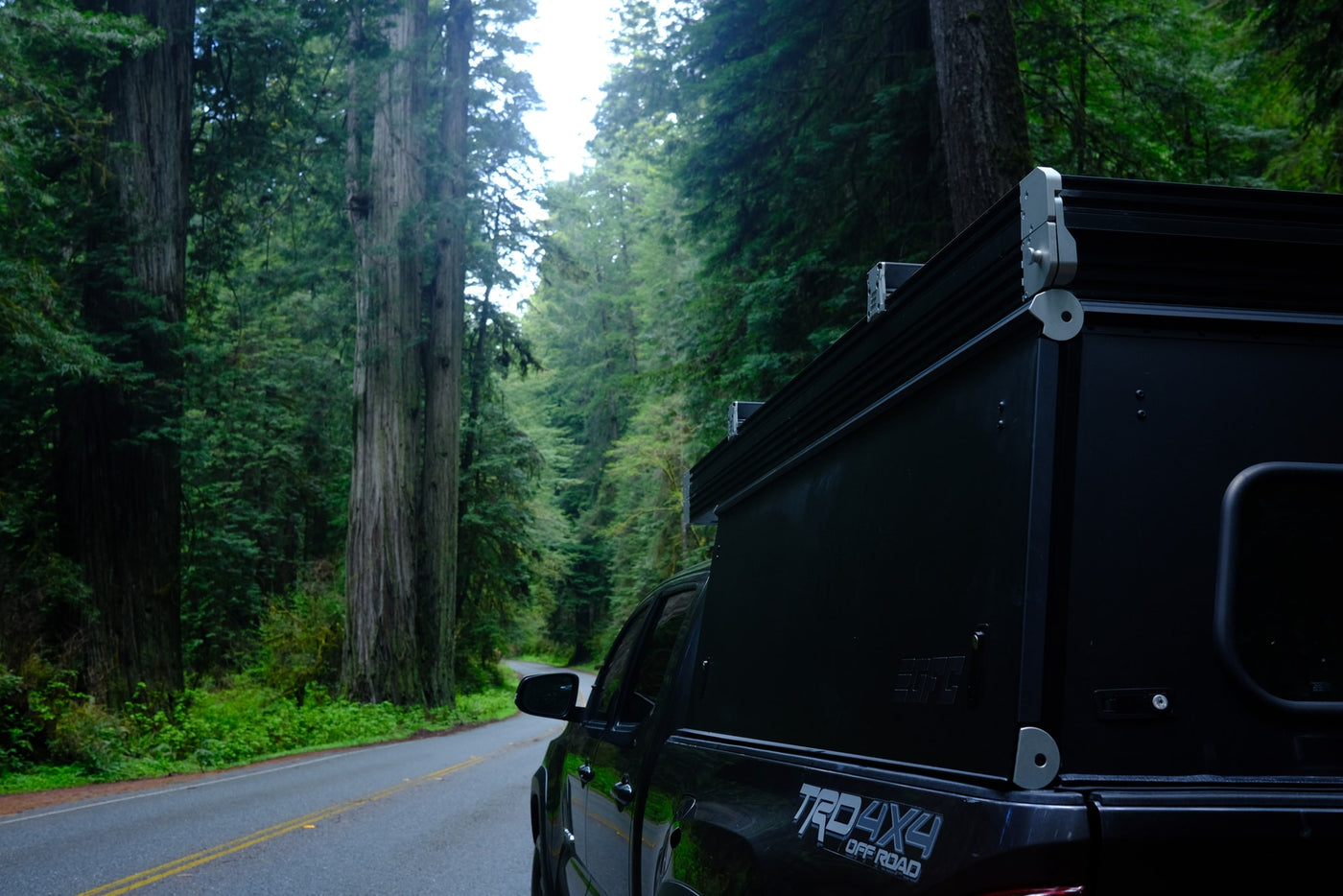 showcasing a unique RV rental camping setup.|RV rental pop-up tent setup in a lush — photo 3