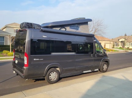 plus optional front bed.|RV rental: Overhead floor plan for an RV interior — photo 11