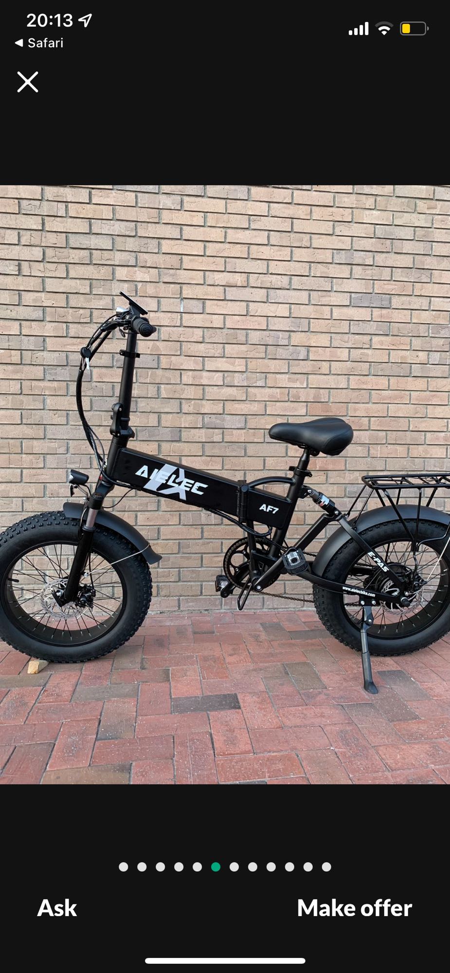 Black AILEEC AF7 foldable electric fat bike for sale, ideal for travels, even with your RV rental. Ask or make an offer!