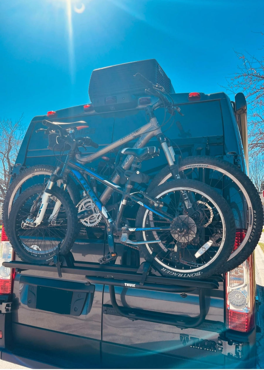 with spare tire and gear rack