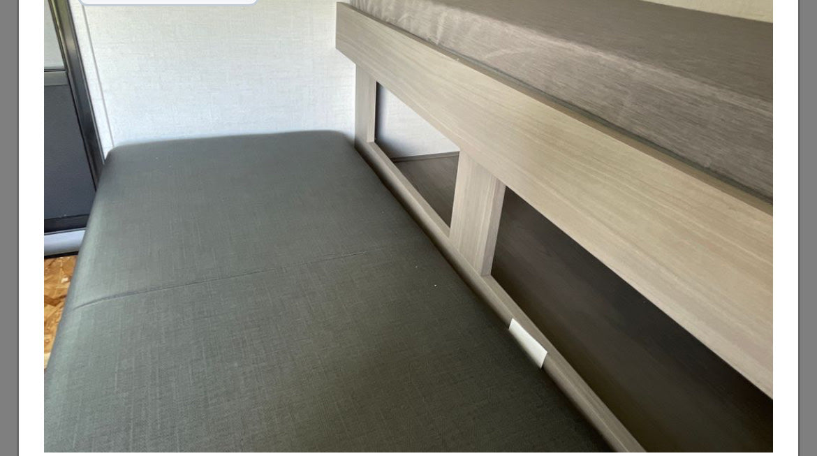 and overhead storage.|This RV rental offers a complete outdoor kitchen setup with a sink