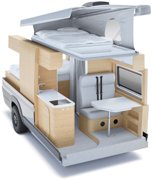 ready for your next RV rental camping adventure.|Spacious rv rental interior: large window