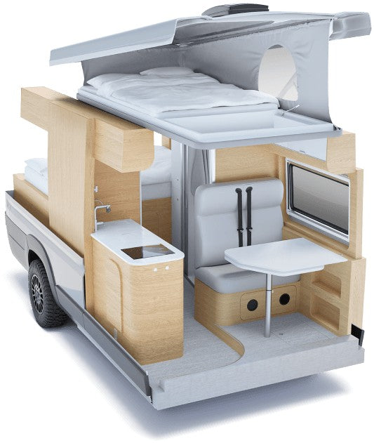 ready for your next RV rental camping adventure.|Spacious rv rental interior: large window