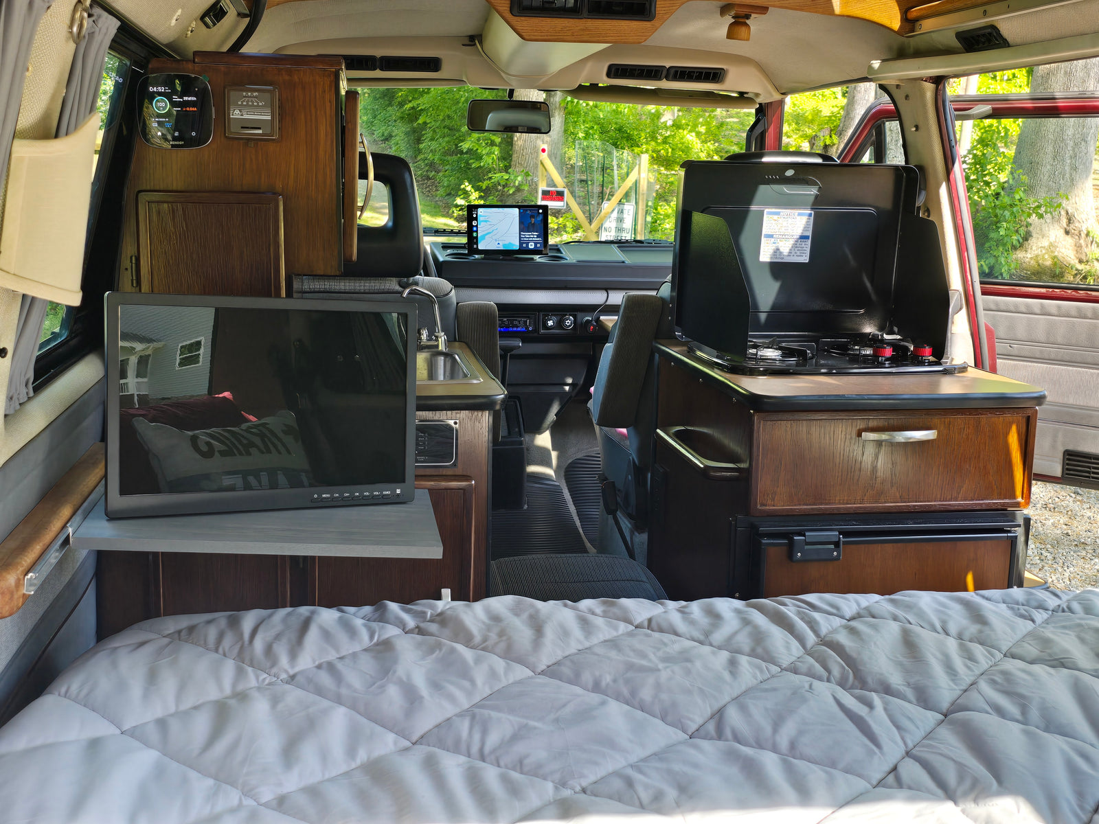 and comfy rug for your travels.|Inside a well-appointed RV rental