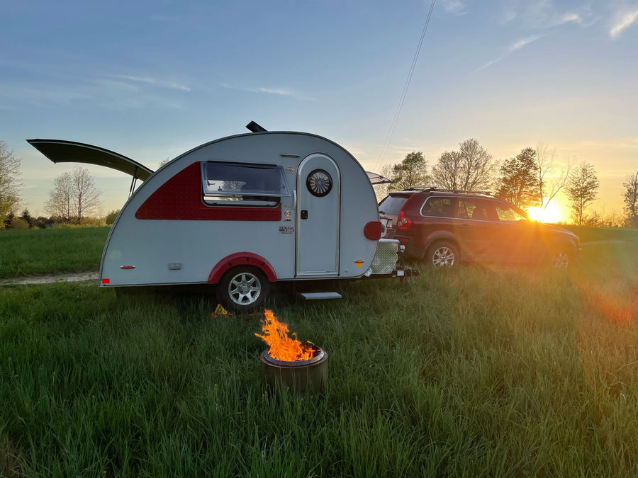 This rv rental adventure features a teardrop trailer