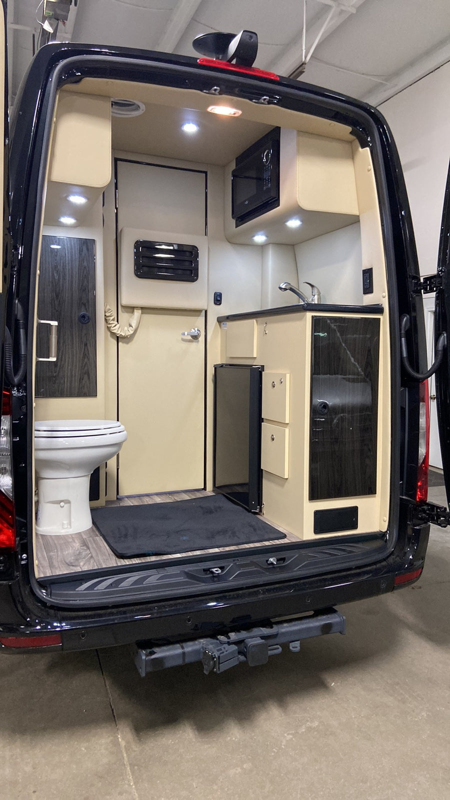 and plush interior.|Luxurious RV rental interior
