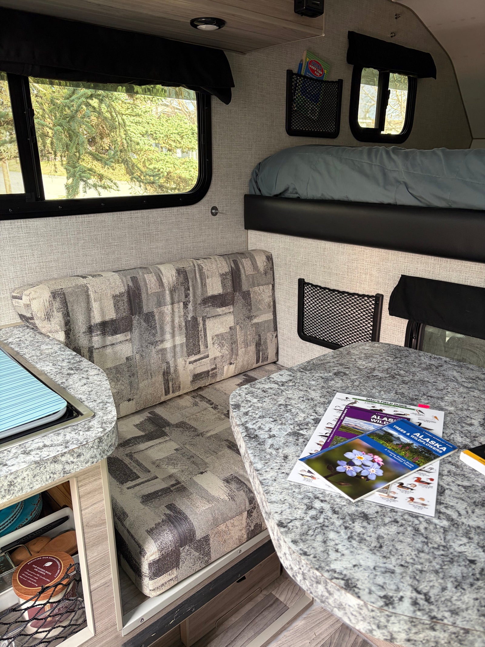 functional rv rental interior with a bed