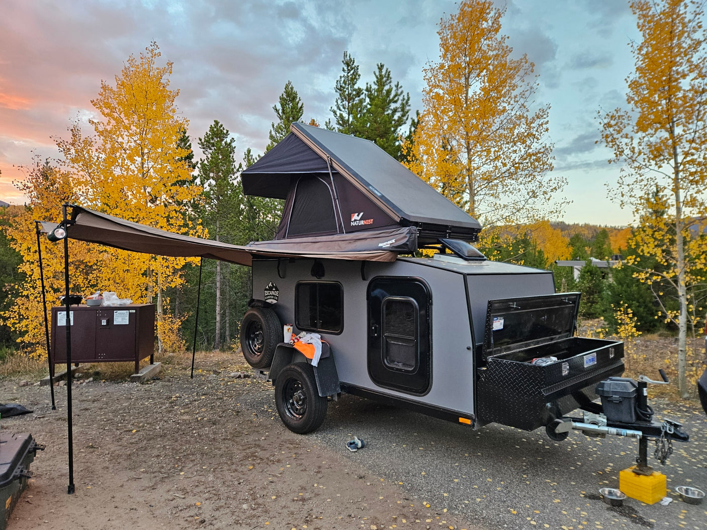 parked in a scenic fall mountain setting