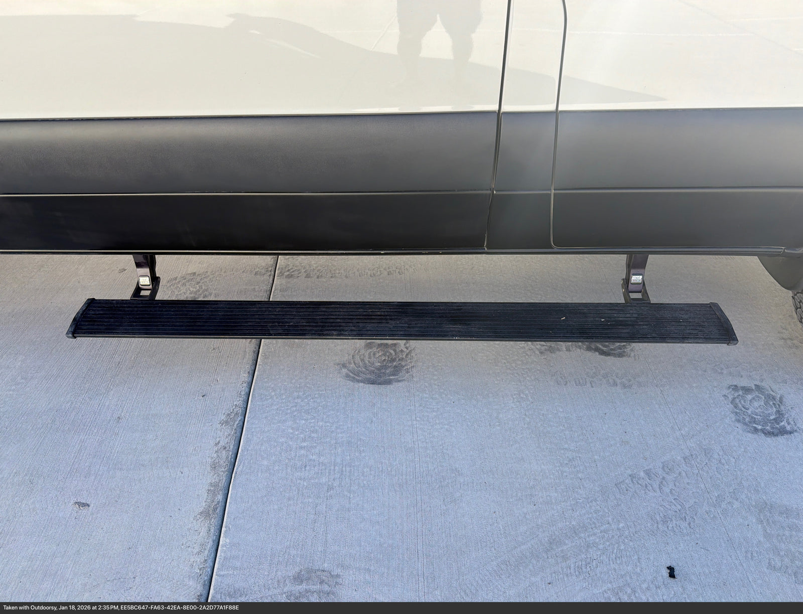 RV rental van with an extended Amp Research automatic power step, providing easy access to the vehicle.
