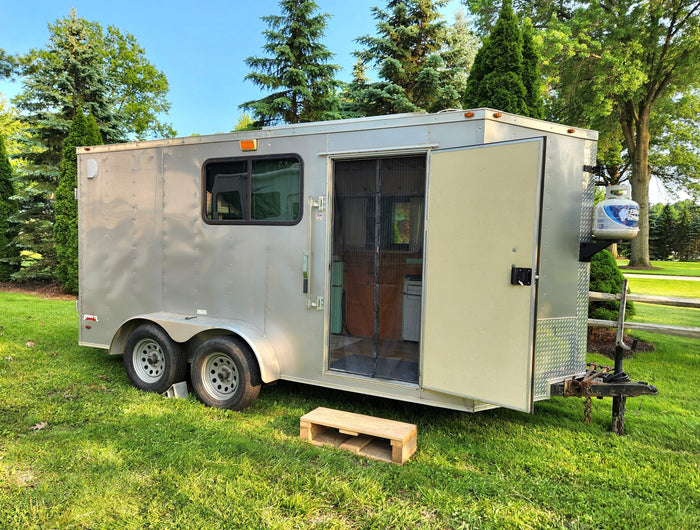compact kitchen with fridge & sink
