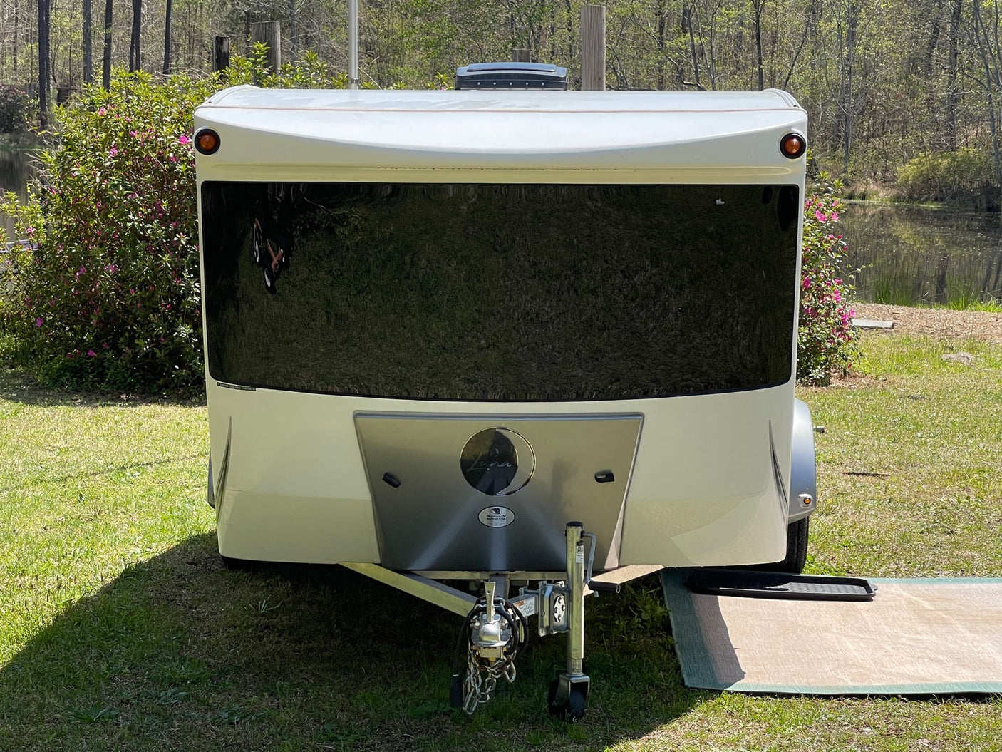 This compact white travel trailer