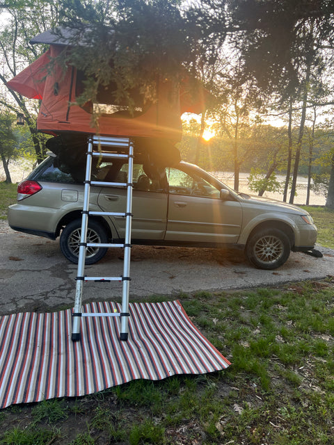 Suburu roof top tent wagon overland rental