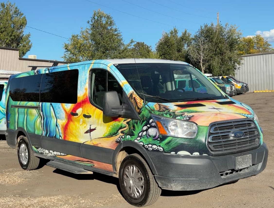 This custom-wrapped Ford Transit van