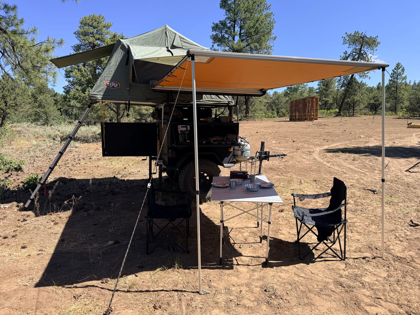Off-Road Overland Trailer w/ Rooftop Tent, Awning & Camp Kitchen