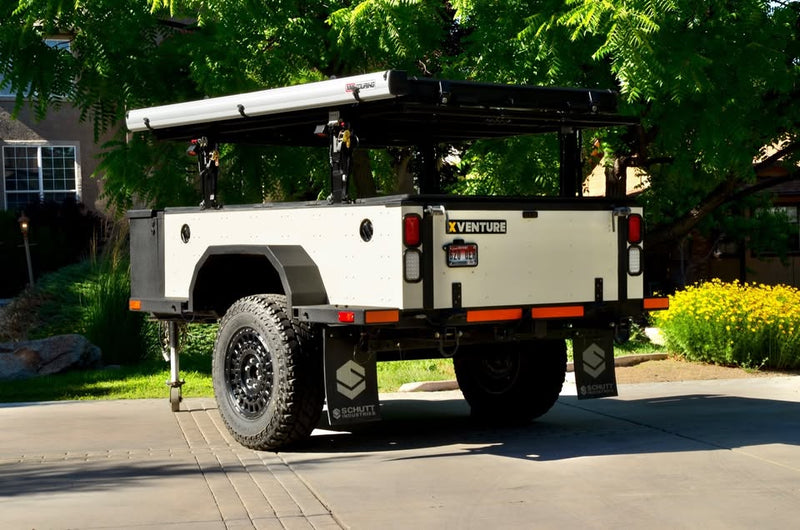 2014 Schutt Industries XVenture XV-2 overland trailer — rear three-quarter view with tail lights — photo 11