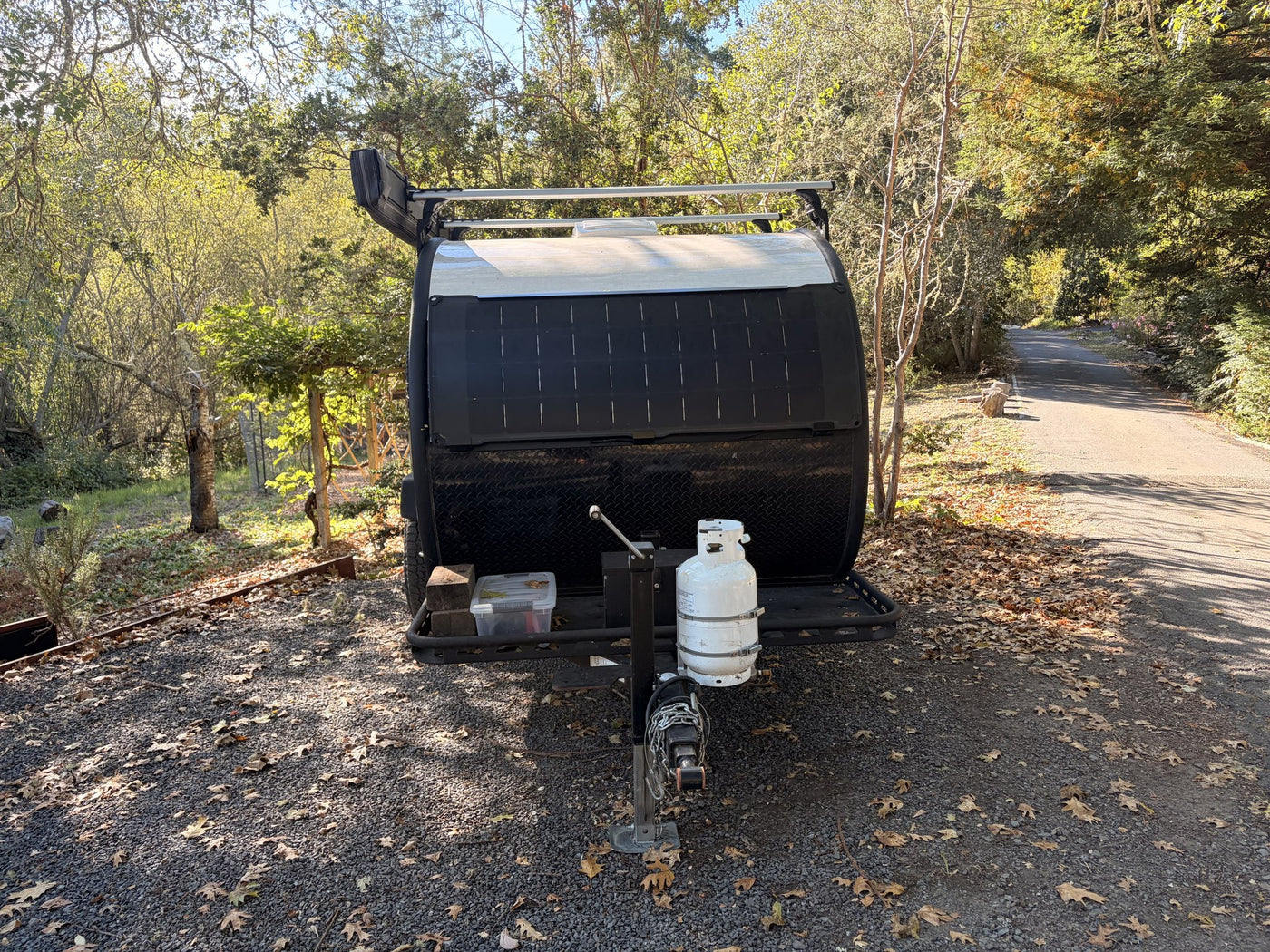 Bean teardrop camper rear exterior with roof rack — photo 5
