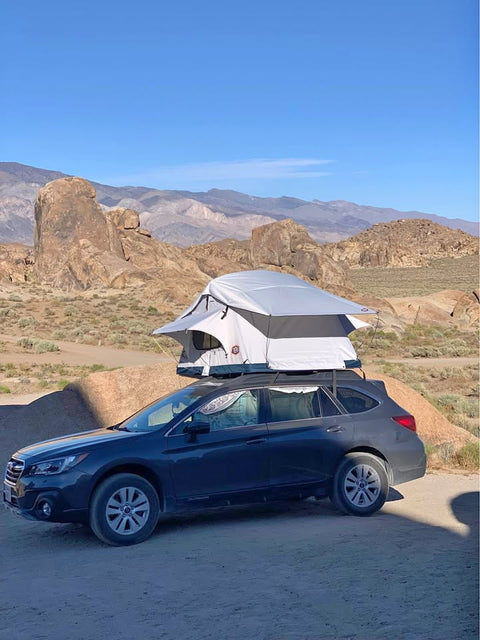 Rooftop car tent-Tepui-Thule Lowpro 3- with custom bedsheets and boot bag
