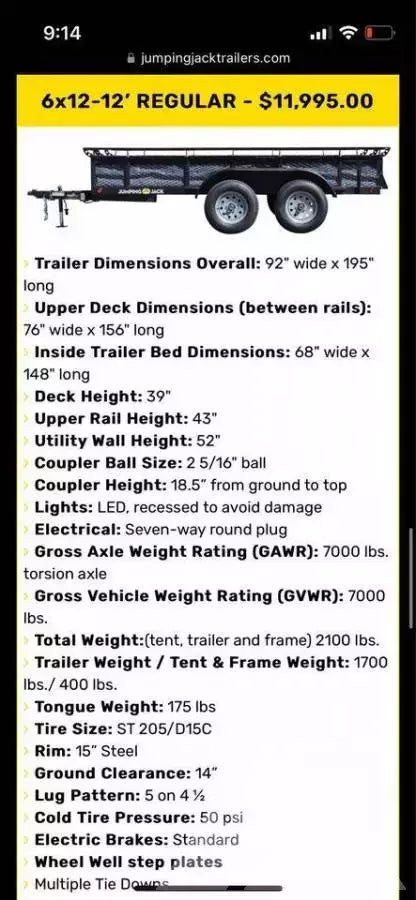 2021 Jumping Jack 6x12 — used overland trailer for sale in Meridian, ID (photo 2) — photo 2