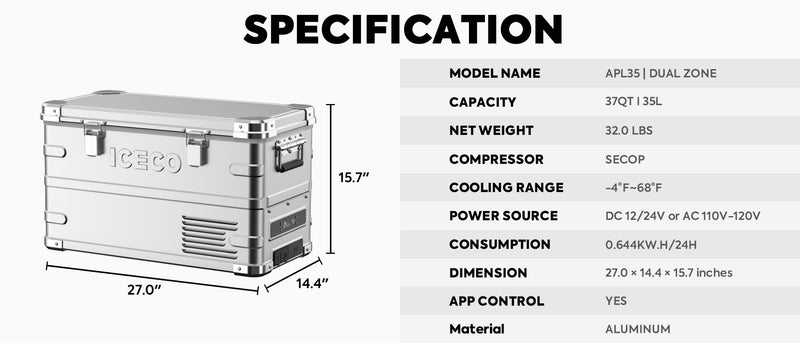APL35 Dual Zone Aluminum Fridge refrigerator| ICECO | 35 LT — photo 10