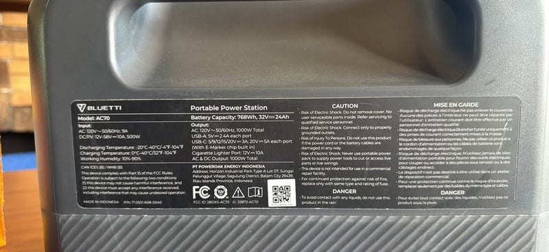 BLUETTI AC70 Portable Power Station 768Wh 1000W in San Francisco, CA (photo 3) — photo 3
