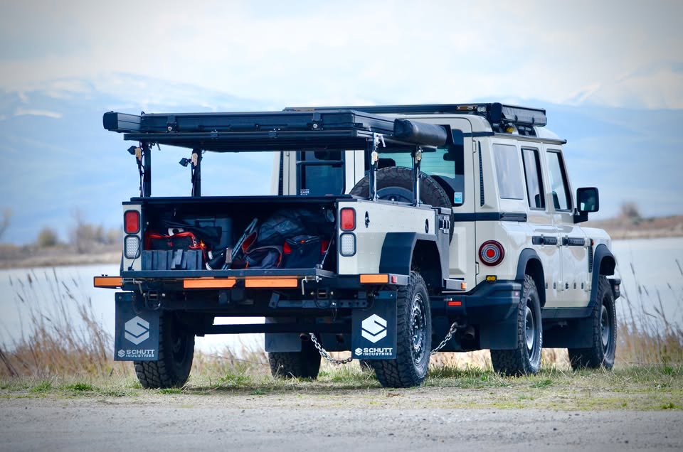2014 Schutt Industries XVenture XV-2 overland trailer — front view hitched behind a 4x4 tow vehicle — photo 4