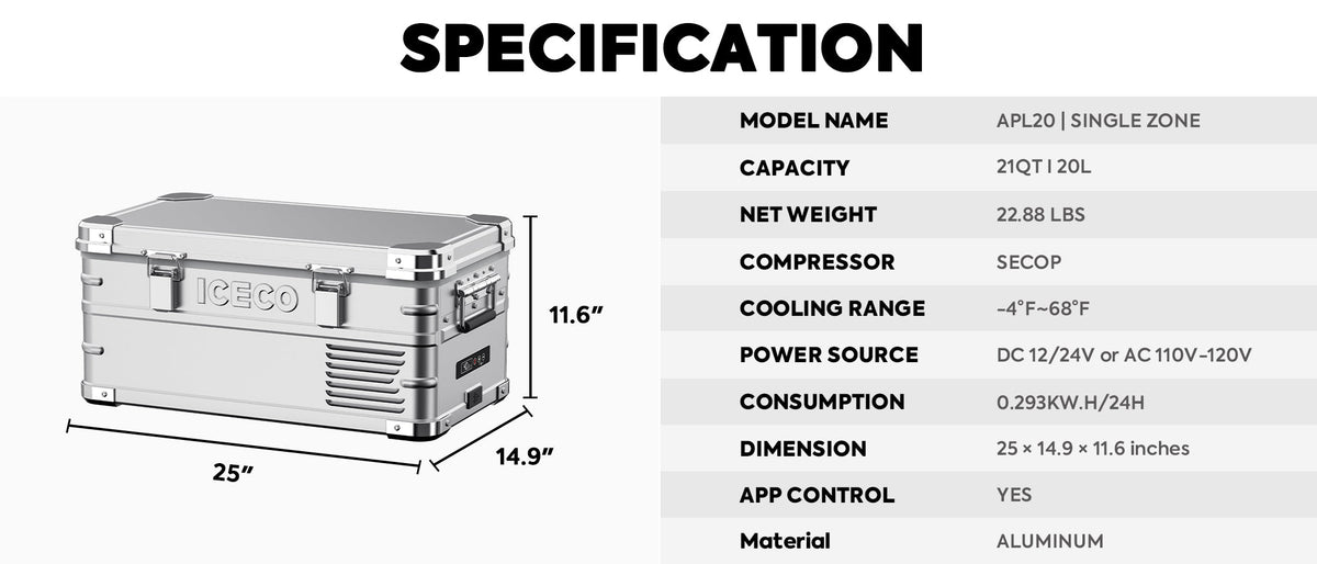APL20 Light Duty Aluminum Freezer Single Zone | ICECO | 20 LT — photo 10