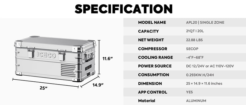 APL20 Light Duty Aluminum Freezer Single Zone | ICECO | 20 LT — photo 10