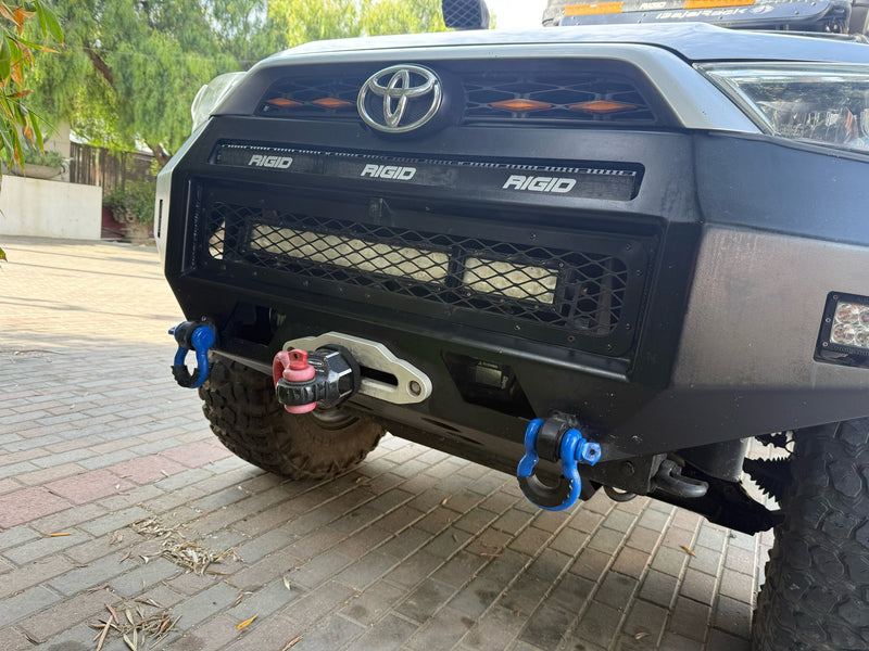 Front Pelfreybilt bumper with RIGID LED light bar and Smittybilt winch — photo 7