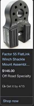 Factor 55 flat link winch shackle