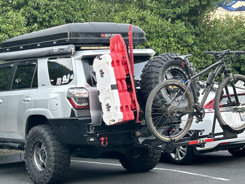 Rear hitch bike rack with mountain bike and RotoPax cans — photo 10