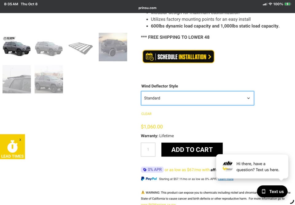 Prinsu Roof Rack 3/4 length for 5Gen Toyota 4Runner in Columbia Falls, MT (photo 6) — photo 6