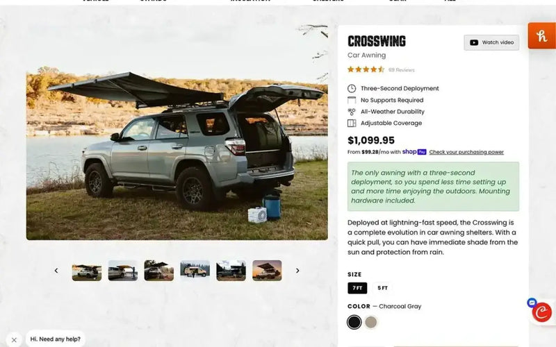 7' Kammock Crosswing Car Awning and Accessories — new camp awnings for sale — photo 1