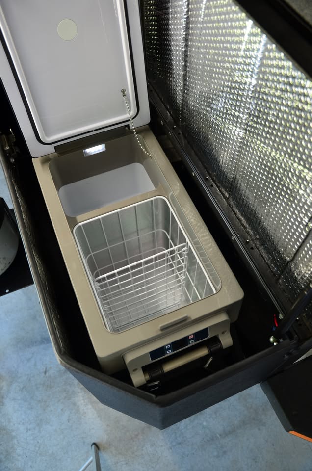 2014 Schutt Industries XVenture XV-2 overland trailer — Euhomy 12V fridge in the slide-out nose-box compartment — photo 8