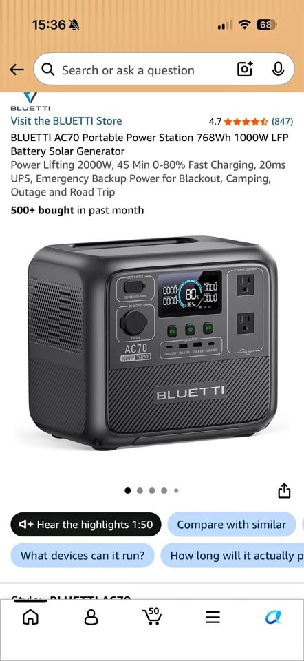 Brand New BLUETTI AC70 Portable Power Station in Newcastle, WA (photo 1)