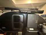 Escapod TOPO cabin door and window with KickAss awning and propane tank