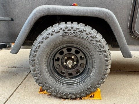 Falken all-terrain tire on black steel wheel with off-road fender — photo 10