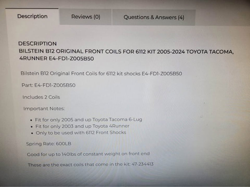 BILSTEIN front struts and springs assembled for toyota tacoma 4runer 2005-2024 good conditions in Tucson, AZ (photo 5) — photo 5