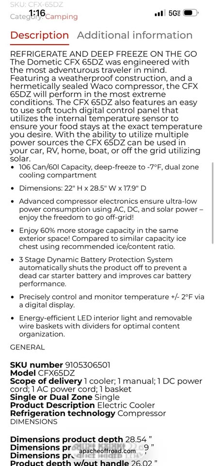 Dometic fridge cfx65dz in Arvada, CO (photo 8)