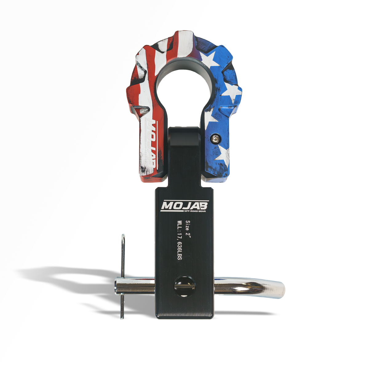 American Flag 2" Aluminum Hitch Receiver with Aluminum  9T D-Shackle – (Lifetime Warranty) — photo 1